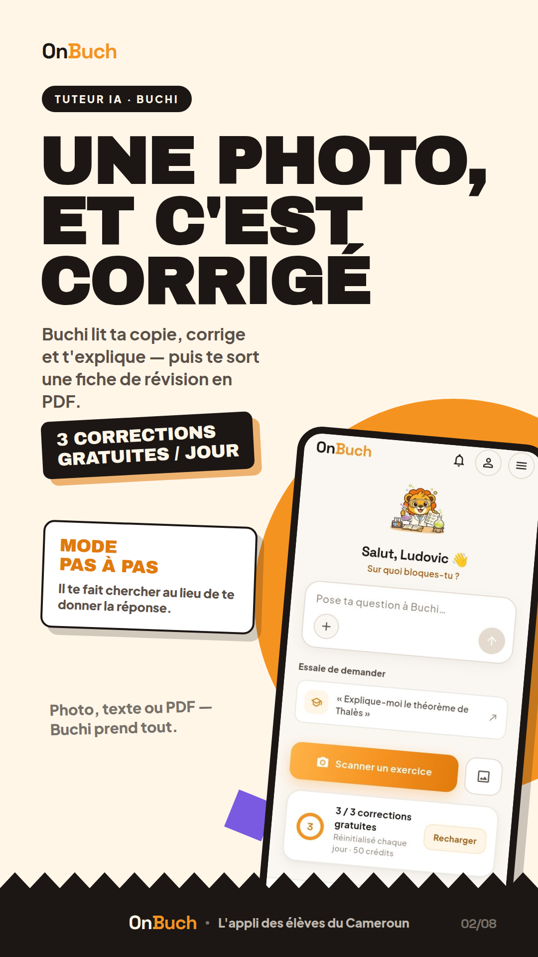 OnBuch — Une photo, et c'est corrigé (tuteur ia · correction)