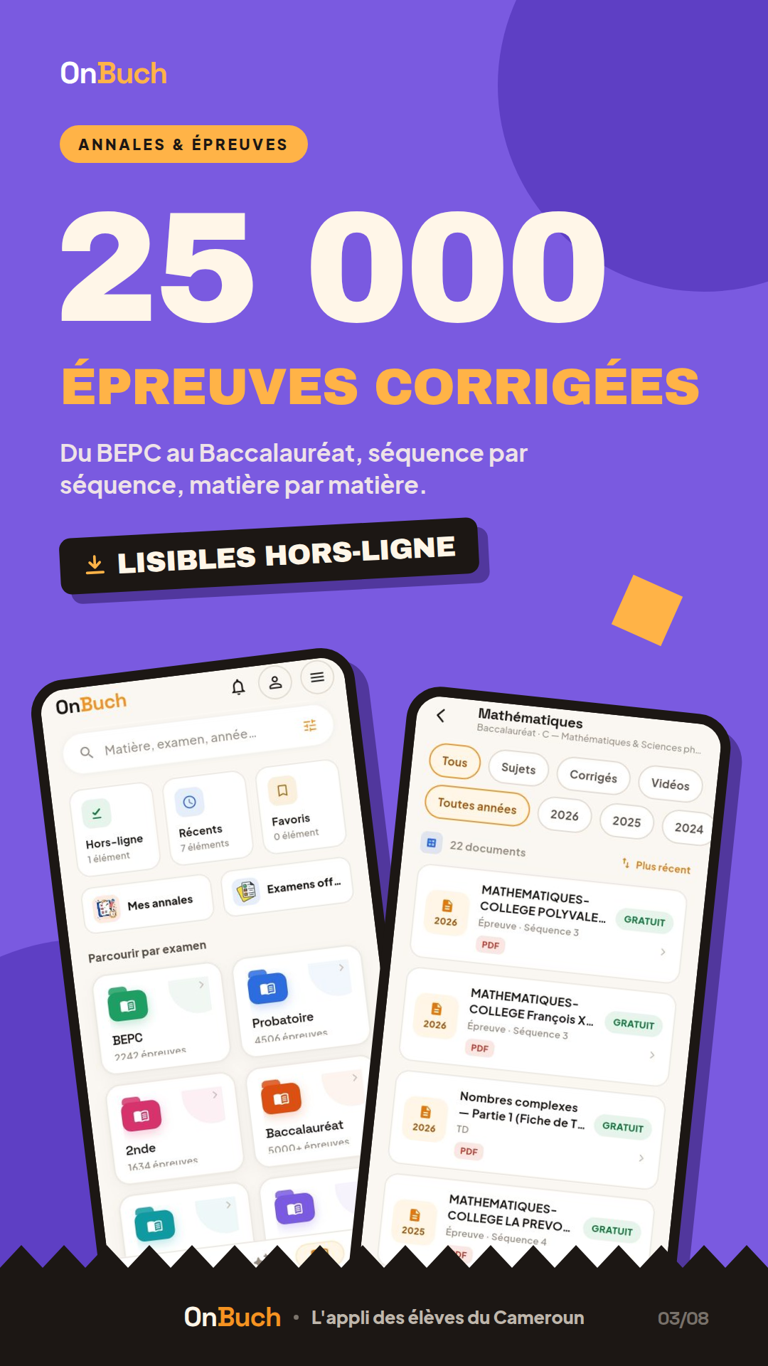 OnBuch — 25 000 épreuves corrigées (annales · épreuves corrigées)
